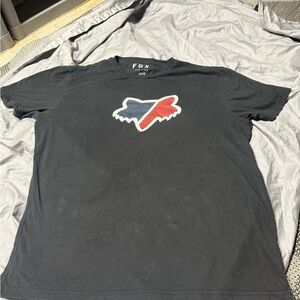 Fox Men's Black Tee with Red and Blue Logo